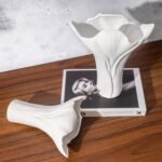 White Ceramic Vase Set of 2, Home Decor, Tree Shape Flower Vases for Kitchen, Be... - Image 3