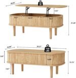 Fluted Lift Top Coffee Table with Hidden Compartment, Fully Assembled Wooden Cen... - Image 3