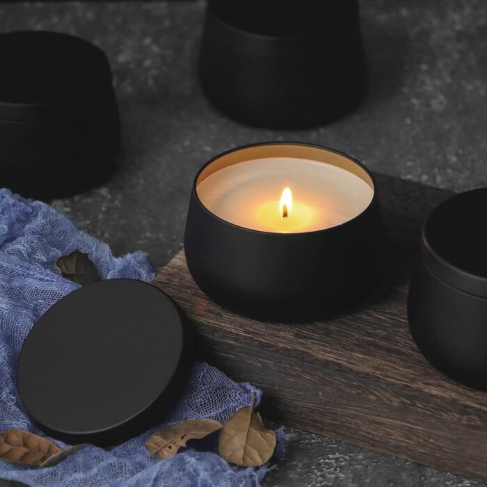 8oz Candle tins with lids,Black Candle Jars,Bulk Candle tins for Making Candles,... - Image 6