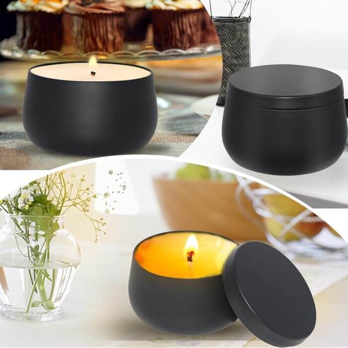 8oz Candle tins with lids,Black Candle Jars,Bulk Candle tins for Making Candles,... - Image 7