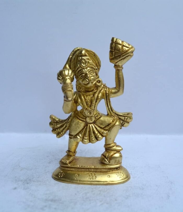 Brass Hanuman Statue Sculpture Murti Idol - Brass Lord Bajrangbali Decorative Wo... - Image 3