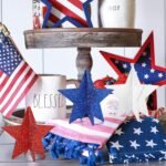 6 Inch Labor Day Decorations Wooden Stars Set, 3D Glitter Star Memorial Day Tier... - Image 5