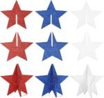 6 Inch Labor Day Decorations Wooden Stars Set, 3D Glitter Star Memorial Day Tier... - Image 7