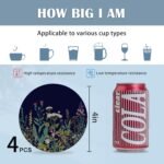 Coasters for Drinks, Set of 4 Absorbent Ceramic Coasters, Wild Flowers Herbs Bot... - Image 3