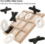 NIKKY HOME Tic Tac Toe Game Coffee Table Decor, 10.6 Inch Rustic Wooden Board, B... - Image 4