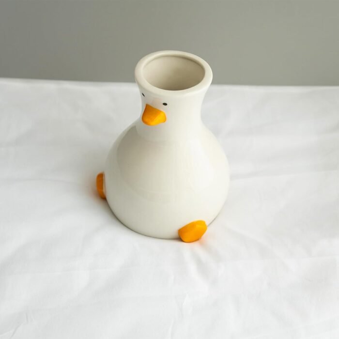 Handcrafted Ceramic Duck Vase - White Modern Flower Vase with Unique Duck Design... - Image 3