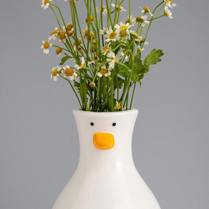 Handcrafted Ceramic Duck Vase - White Modern Flower Vase with Unique Duck Design... - Image 5