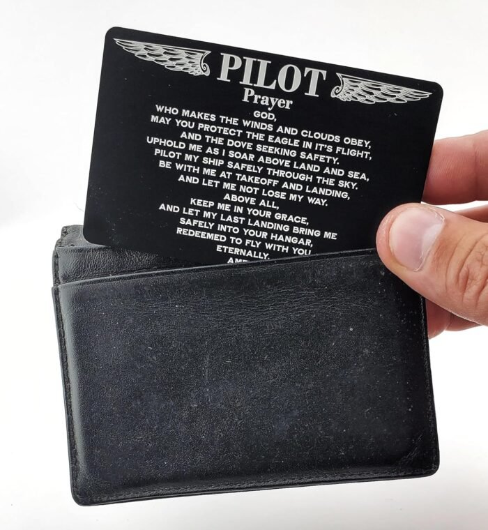 JTM VINTAGE Pilot Prayer Card - God and the Winds Engraved Metal Wallet card 2 s... - Image 3