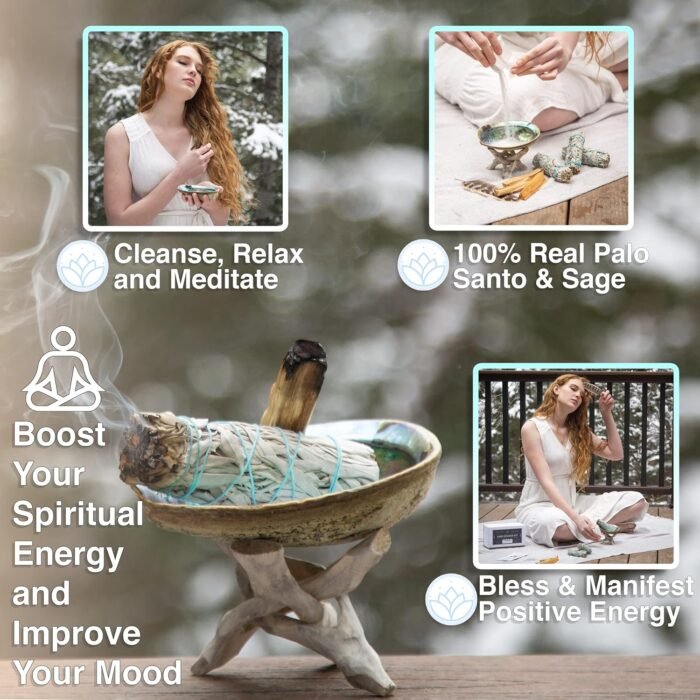 White Sage & Palo Santo Smudge Kit | Smudging Kit with Sage Smudge Sticks ~ Palo... - Image 3