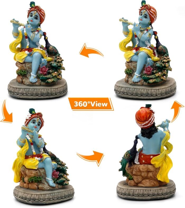 BangBangDa Indian Lord Krishna Idol Statue - 4.3" H Hindu God Krishna Diwali Gif... - Image 6
