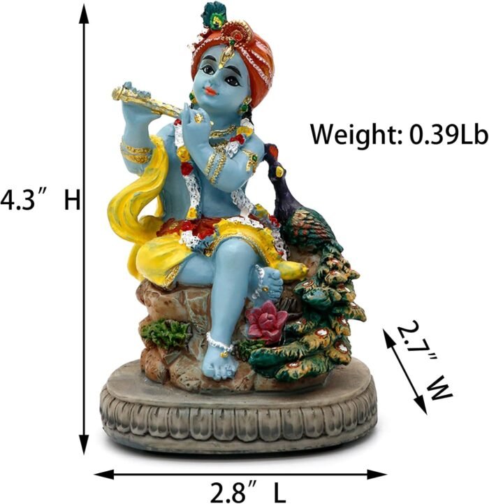 BangBangDa Indian Lord Krishna Idol Statue - 4.3" H Hindu God Krishna Diwali Gif... - Image 7