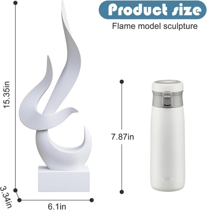 Dosker White Flame Sculptures Home Decor, Abstract Statues Shelf Decor, Table De... - Image 4