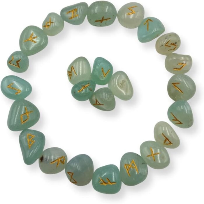 Gemstone Aquva Onyx Rune Set with Velvet Bag - Image 3