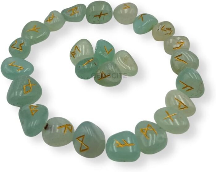 Gemstone Aquva Onyx Rune Set with Velvet Bag - Image 5