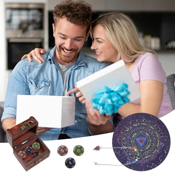 CREATCABIN Tarot Astrology Dice Pendulum Board Set Tarot Astrological Dice Chakr... - Image 8