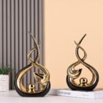 QIANLING Home Decor Modern Abstract Art Ceramic Statue - Black and Gld Ceramic S... - Image 5