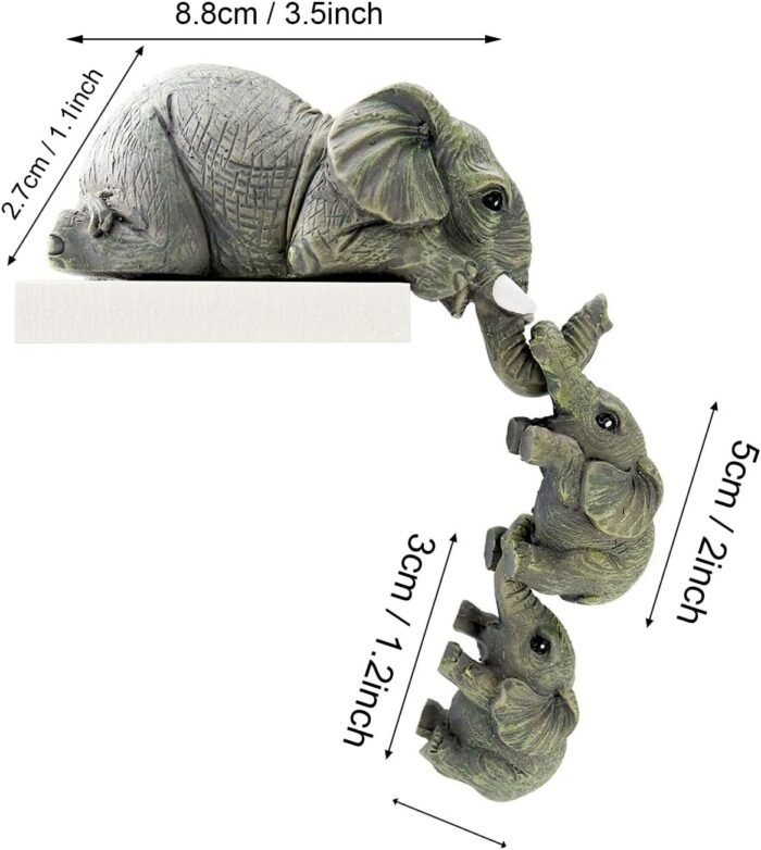 TIED RIBBONS Elephant Mother and Two Babies Hanging Ornament Figurines Animal St... - Image 9