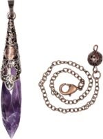 Rockcloud Natural Amethyst Dowsing Pendulum Chakra Crystal Point Pendant Pendulu... - Image 3