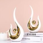 XMGZQ 2pcs White and Gold Modern Abstract Art Statue Table Decoration,Elegantes ... - Image 4