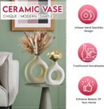 White Ceramic Vase Set of 2, Modern Vases for Centerpieces, Round Matte Donut Va... - Image 3