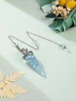 GEHECRST Aquamarine Healing Crystal Pendulum for Divination Dowsing Natural Quar... - Image 3