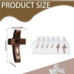 6 Pieces Wooden Cross ，Walnut Pocket Cross for Anxiety Relief Prayer Religious C... - Image 3