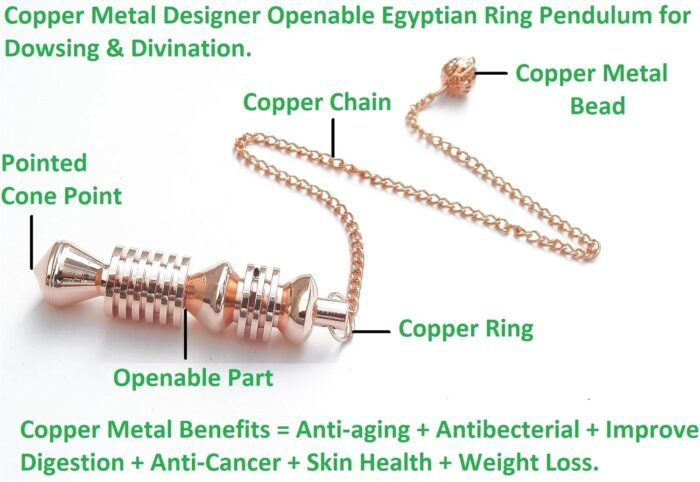 Copper Metal Designer Openable Egyptian Ring Pendulum for Dowsing & Divination. - Image 7