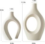 XL Cream White Snuggle Hollow Ceramic Vase of 2 for Coffee Table Decor, Modern M... - Image 4