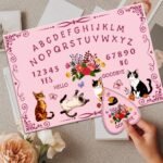 WEBEEDY Cats Flower Spirit Talking Board with Planchette Kitty Wooden Divination... - Image 4