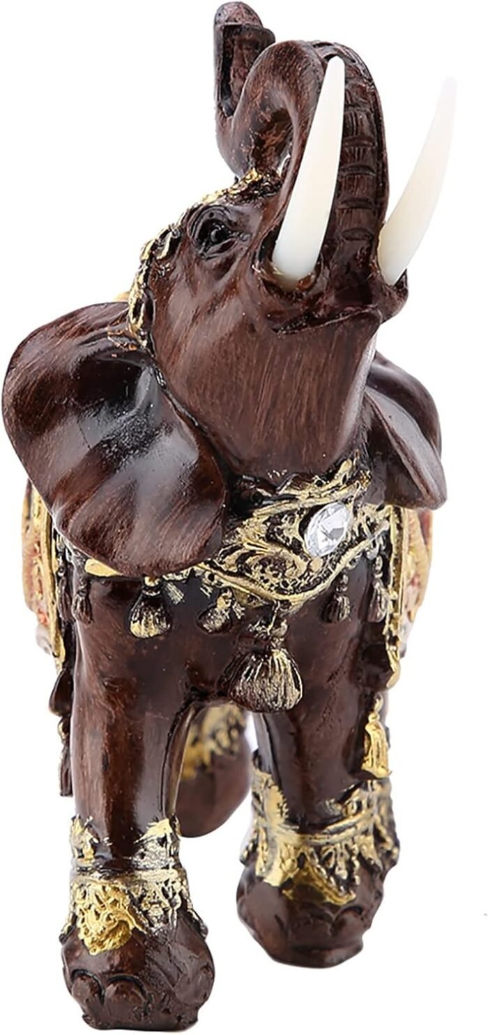 Lucky Feng Shui Wood Grain Eleph Statue, Sculpture Wealth Figurine Gift, Eleph F... - Image 7
