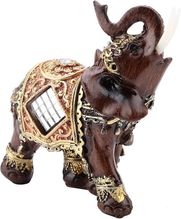 Lucky Feng Shui Wood Grain Eleph Statue, Sculpture Wealth Figurine Gift, Eleph F... - Image 8