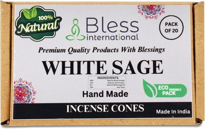 Bless-International White Sage 100%-Natural-Incense-Cones Handmade-Hand-Dipped O... - Image 3