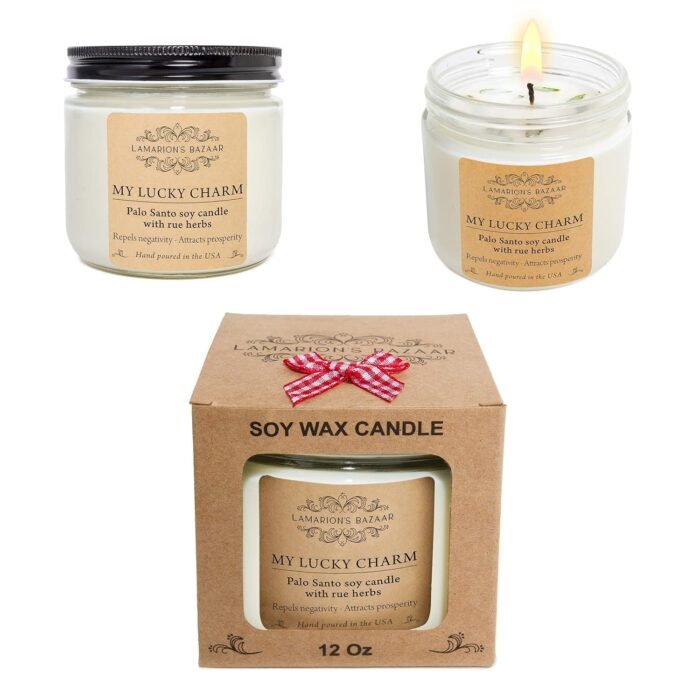 My Lucky Charm - Cleansing Palo Santo with Rue (Ruda) Herbs - Large Candle for H... - Image 7