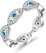 Blue Evil Eye Ring Nazar Amulet Ojo Sterling Silver Evil Eyes Rings for Women Ma... - Image 3