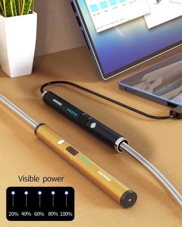 VEHHE Candle Lighter, 2 Pack Rechargeable Electric Lighter with LED Battery Disp... - Image 8