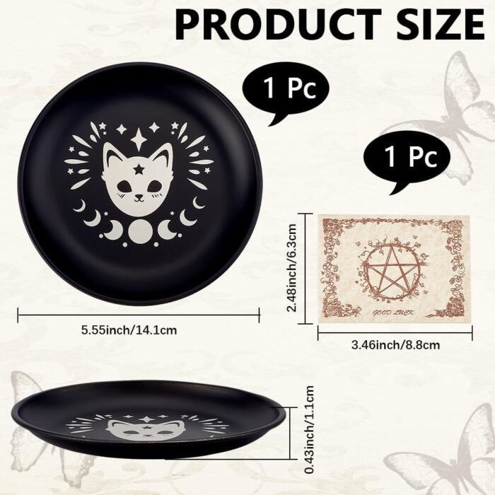 CREATCABIN Cat Prayer Ritual Plate Stainless Steel Offering Bowl Flat Round Tray... - Image 3