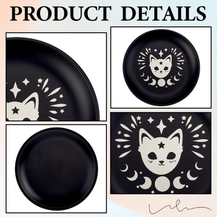 CREATCABIN Cat Prayer Ritual Plate Stainless Steel Offering Bowl Flat Round Tray... - Image 6