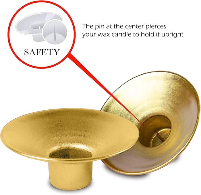Ner Mitzvah Reusable Metal Candlestick Liners and Drip Guards - Safety Pin Holds... - Image 4