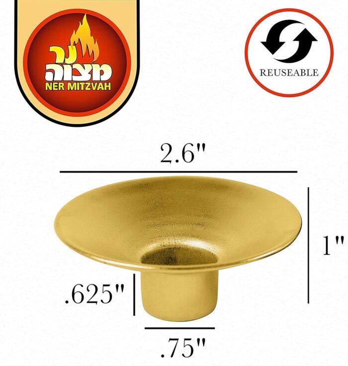 Ner Mitzvah Reusable Metal Candlestick Liners and Drip Guards - Safety Pin Holds... - Image 5