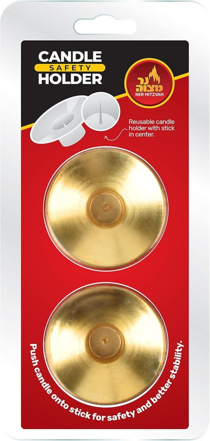 Ner Mitzvah Reusable Metal Candlestick Liners and Drip Guards - Safety Pin Holds... - Image 8