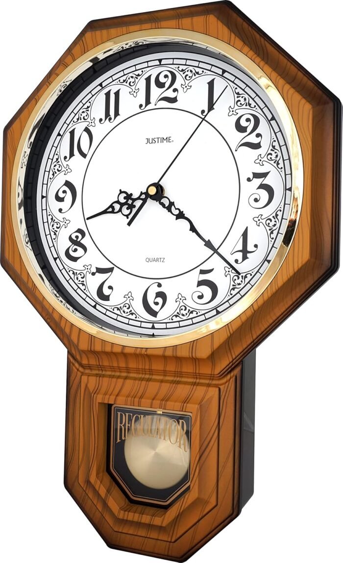 JUSTIME Traditional Schoolhouse Classic Vintage Arabic Regulator Wall Clock, Chi... - Image 3