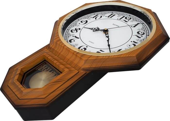 JUSTIME Traditional Schoolhouse Classic Vintage Arabic Regulator Wall Clock, Chi... - Image 4