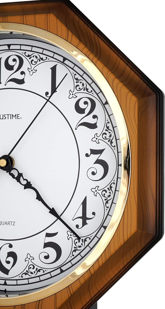 JUSTIME Traditional Schoolhouse Classic Vintage Arabic Regulator Wall Clock, Chi... - Image 5