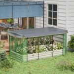 Outsunny 7.3 x 3.4 x 1 ft Galvanized Raised Garden Bed with Crop Cage Plant Prot... - Image 3
