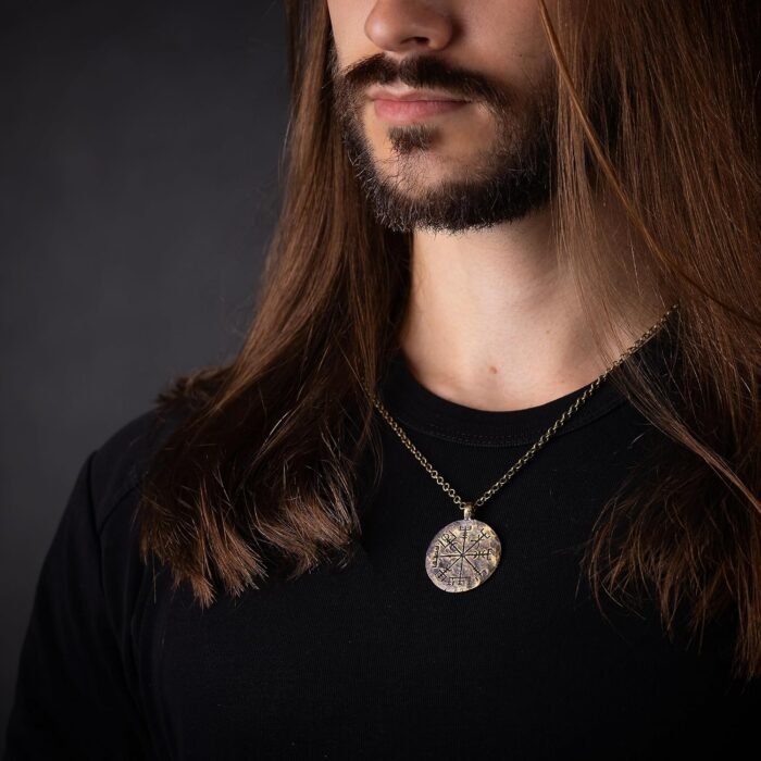Double Sided Vegvisir/Aegishjalmur - A Viking Compass Necklace and Protection Pe... - Image 3