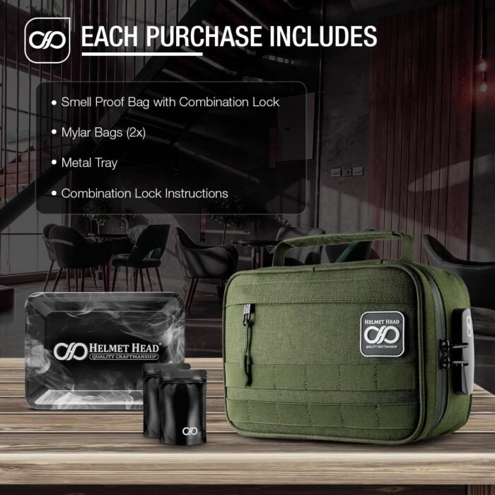HELMET HEAD Large Smell Proof Bag & Case with Combo Lock - Includes Metal Tray &... - Image 3