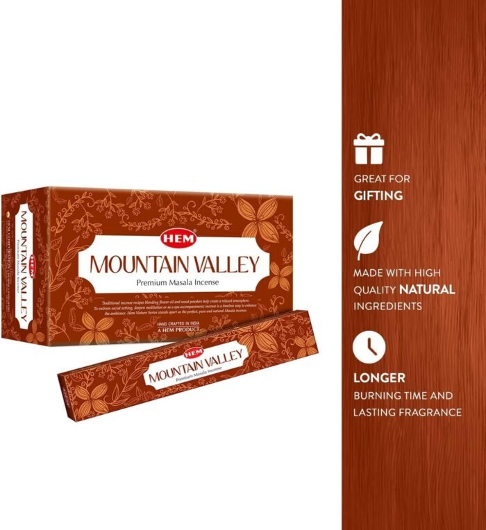 HEM Premium Mountain Valley Masala Incense Sticks | Pure Herbs, Wood Powder | Ar... - Image 6