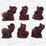 Set of 6 Lucky Thai Small Elephants Statues 1.8inch Resin Home Office Feng Shui ... - Image 3
