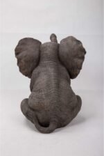Baby Elephant Sitting with Trunk Up Outdoor Garden Statue - 15.5" - Image 4