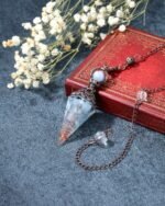 MANIFO Aquamarine Resin Crystal Pendulum 6 Faceted Point Gemstone Reiki Healing ... - Image 3